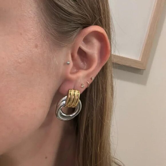 marley and me Jewelry - The Julia Chunky bold knot stud earrings duo tone silver and gold